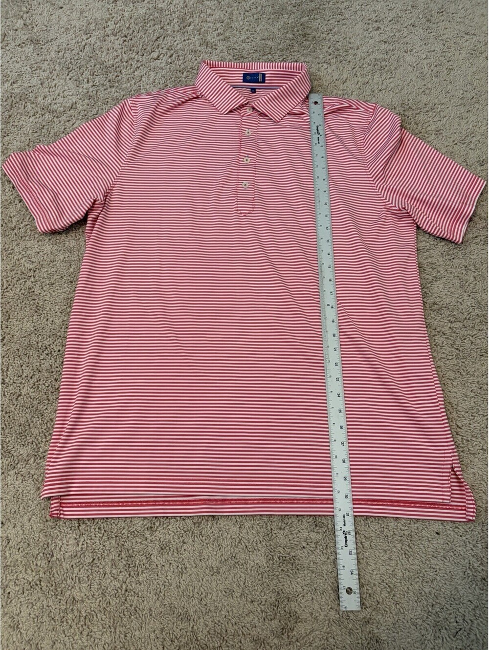 Stitch Men's Performance Short Sleeve Polo Shirt Striped, Size XL  Red/White